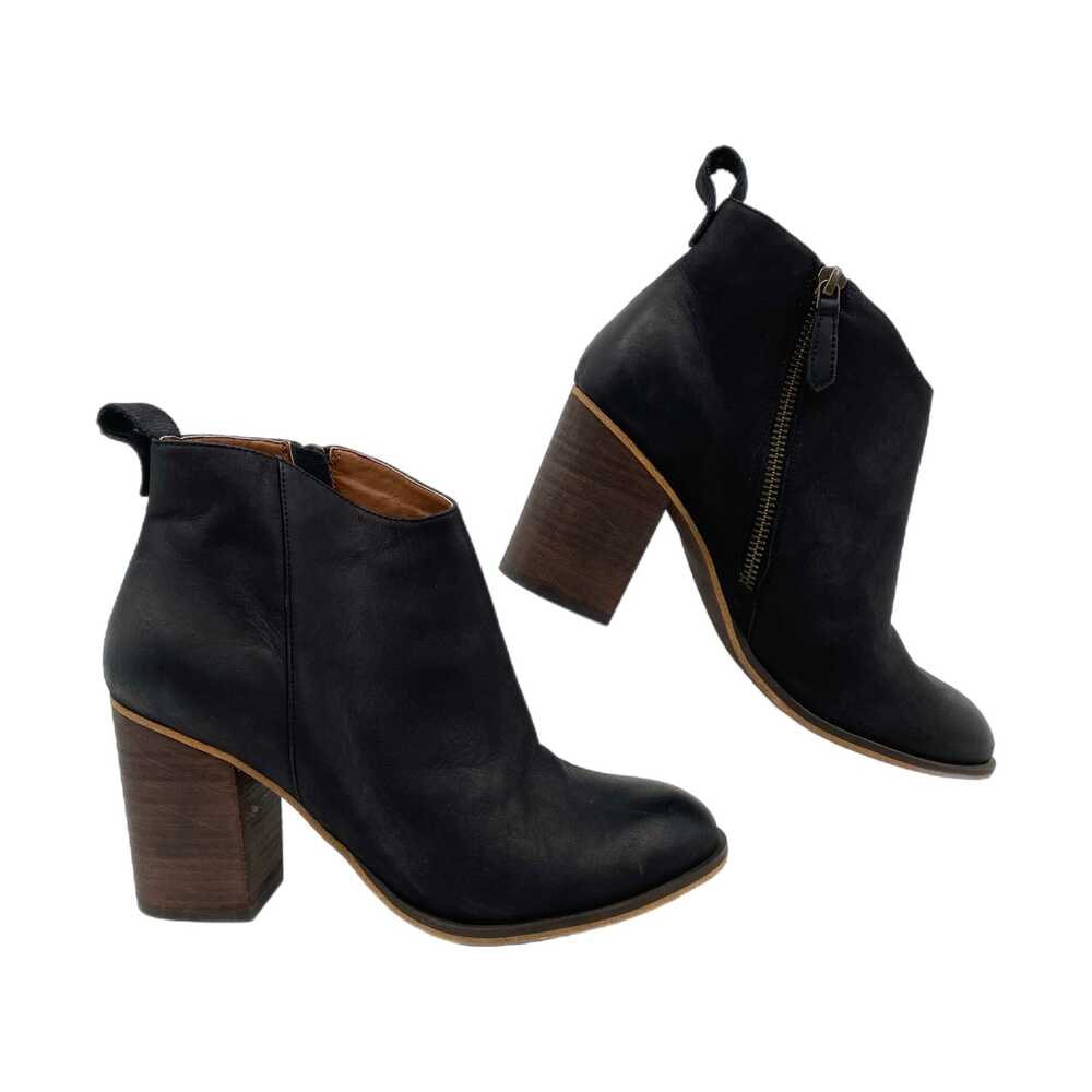 BP Black Leather Heeled Ankle Booties | Women’s Size 7.5